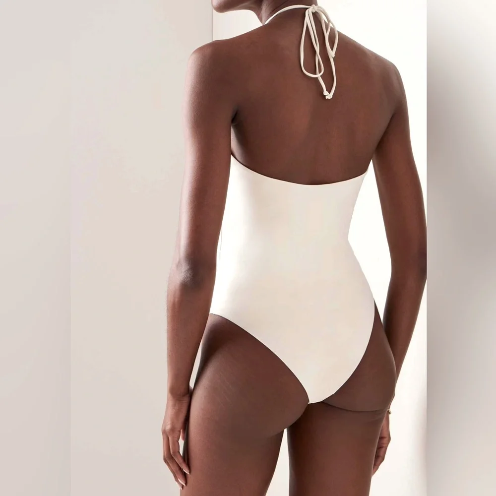 Lena Vie Elevated White Essentials Cutout One-Piece Swimsuit Bikinis - Picture 3 of 8